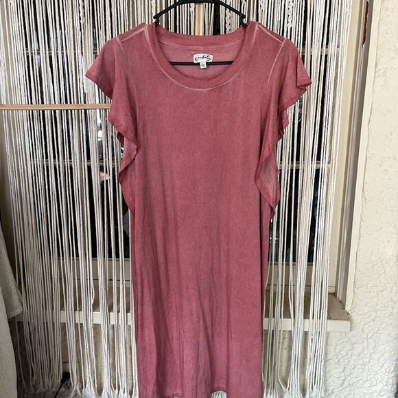 Wonderly Dresses & Skirts - Wonderly Dusty Rose Ruffle Sleeve Midi Dress (B)